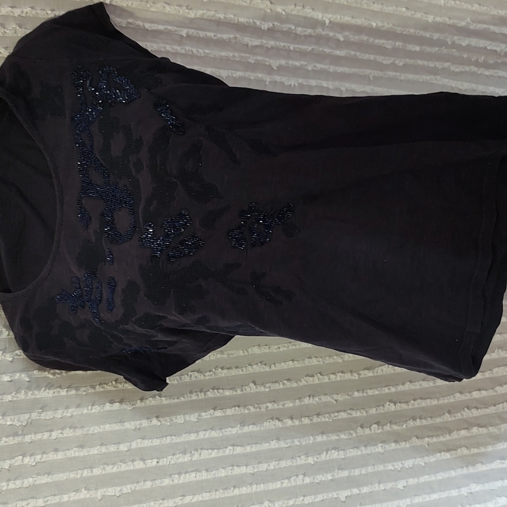 Coldwater Creek Blue short sleeve. Bead detail. Medium 10-12
